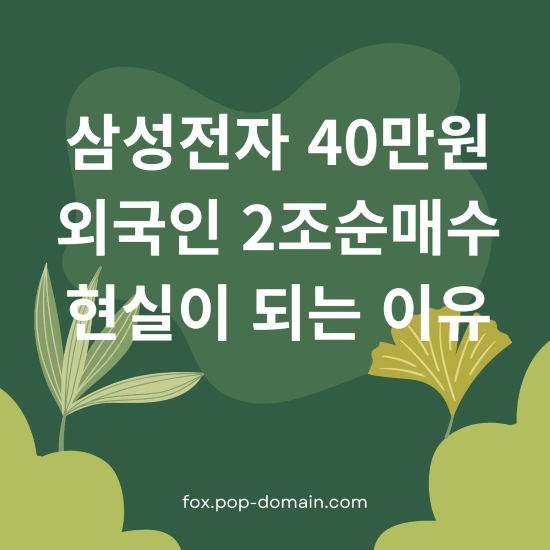 삼성전자 40만원 현실이되는 이유