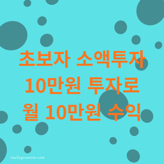 초보자 소액투자 10만원 투자로 월 10만원 벌다