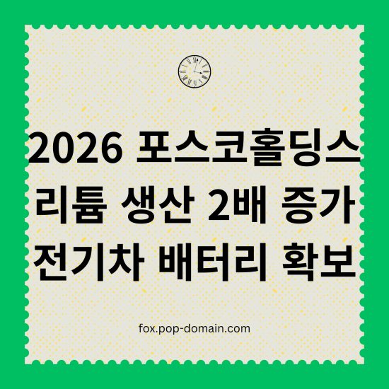 2026 포스코홀딩스 리튬 생산 2배 증가 전기차 배터리 확보