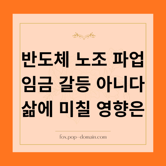 반도체 노조 파업 임금 갈등 아니다 삶에 미칠 영향은