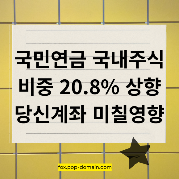 국민연금 국내주식 비중 20.8 상향 당신계좌 미칠영향
