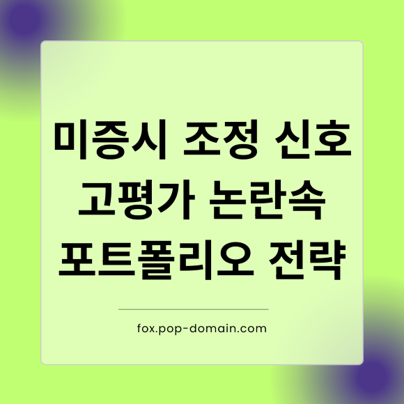 미증시 조정 신호 고평가 논란속 포트폴리오 전략