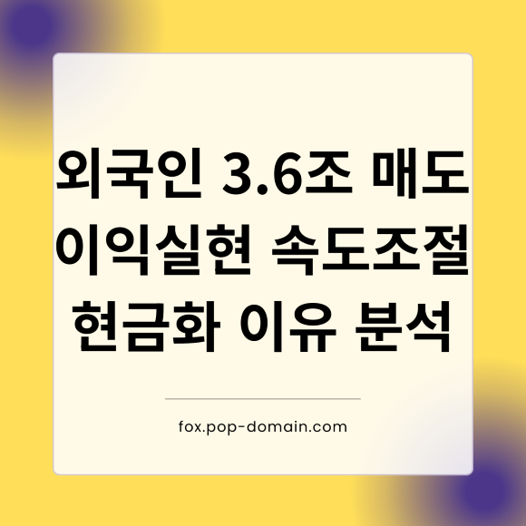 외국인 3.6조 매도 이익실현 속도조절 현금화 이유 분석