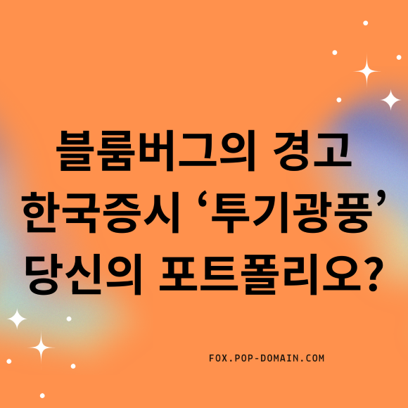블룸버그의 경고 한국증시 ‘투기광풍 당신의 포트폴리오