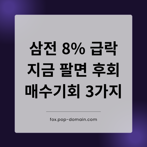 삼성전자 8급락 지금 팔면 후회 매수기회 3가지