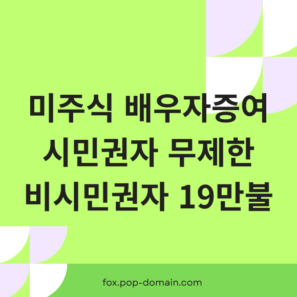미주식 배우자증여 시민권자 무제한 비시민권자 19만불